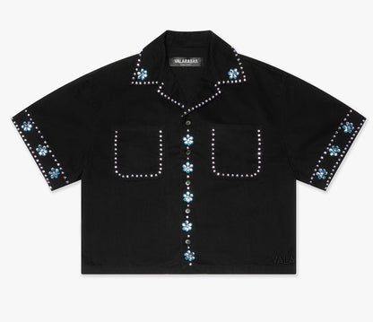 Valabasas Gem woven Button Down shirt Black 1005