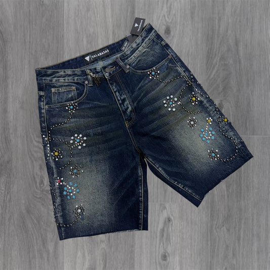 Valabasas - muse Denim Shorts - Dark Blue wash- 1044