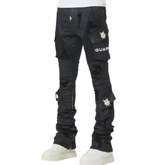 GUAPI - stacked Waxed Black Ops Denim - Black