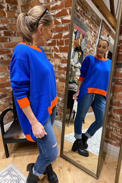 Cobalt / Orange Two Tone Knit