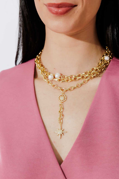 Gold Diamonte Star Necklace