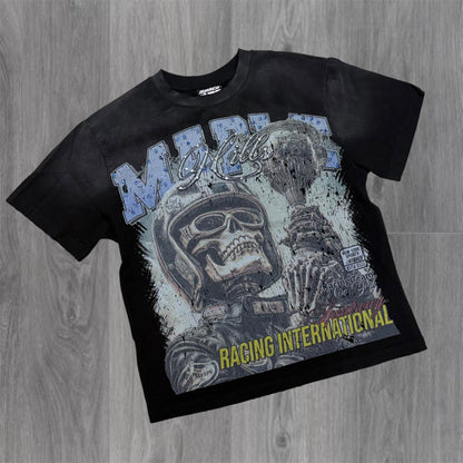 Space - Skull Racing T-shirt - Black  - TS07