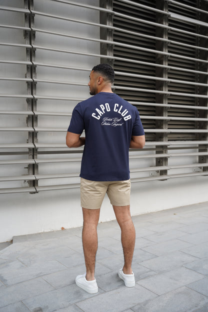 Capo Club Script T-Shirt - Navy/White