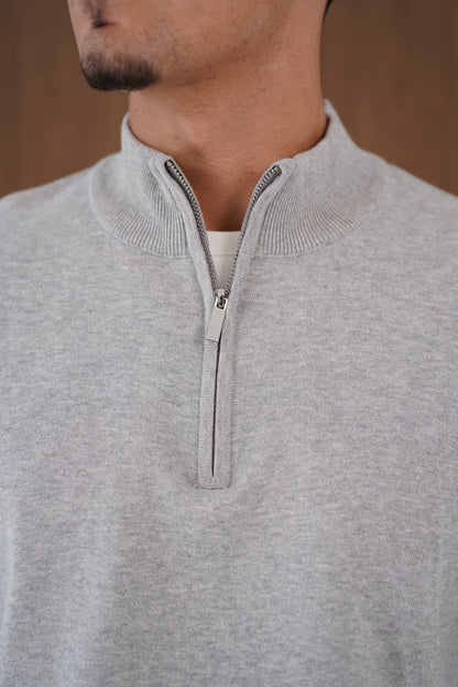 Capo Egyptian Cotton 1/4 Zip Top - Grey