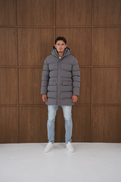 Capo Mid-Length Puffer Coat - Charcoal