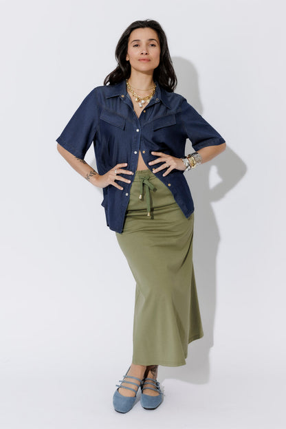 Dark Denim Tencel Pocket Shirt
