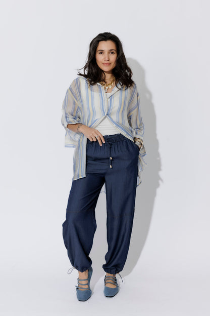 Dark Denim Tencel Shell Pant