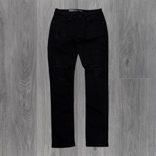 Threads - Slim Fit Distress Denim - Jet Black 50135