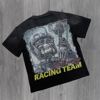 Space - Skull Racing T-shirt - Black  - TS07