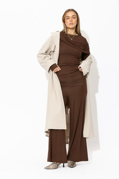 Chocolate Tencel Shawl Top