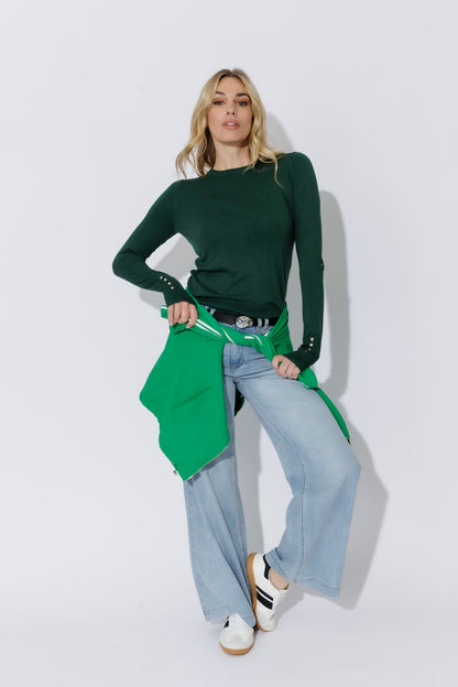 Forest Fine Knit Crew Top