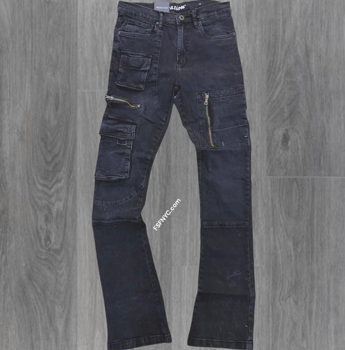 L - Stacked utility Pants - washed Black -  7095 ( size 30 only)