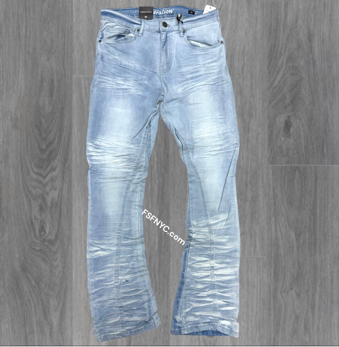 L - Plain Stacked  Denim - Blue -  7096