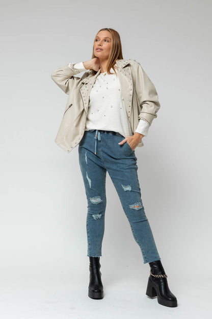 Denim Drawstring Jean