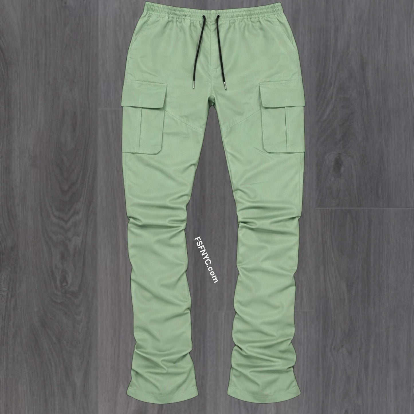 R - Stacked Flare Nylon Cargo -  Sage Green - 422