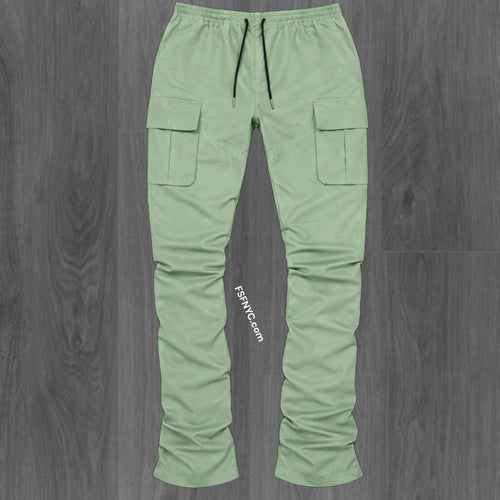 R - Stacked Flare Nylon Cargo -  Sage Green - 422