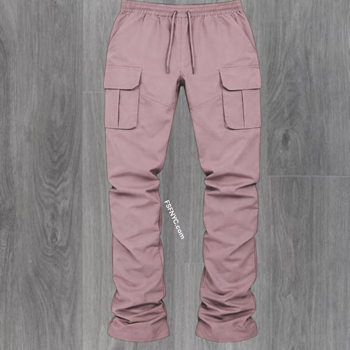 R - Stacked Flare Nylon Cargo -  Dusty Pink - 422