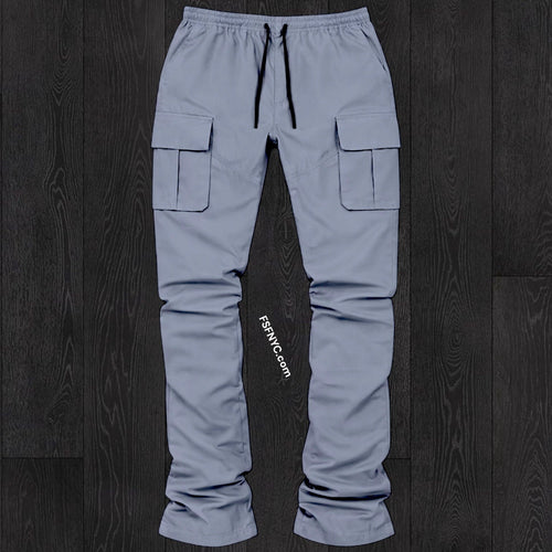 R - Stacked Flare Nylon Cargo -  Grey - 422