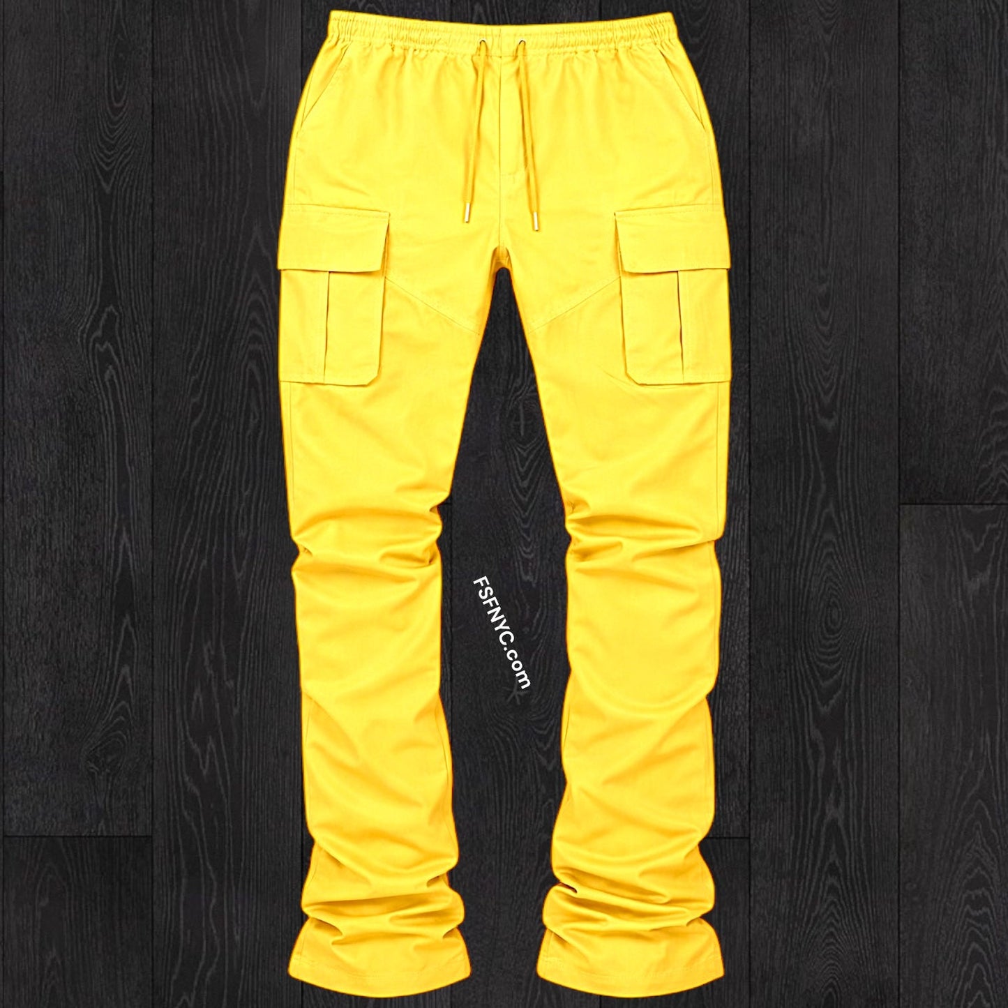 R - Stacked Flare Nylon Cargo -  Yellow - 422