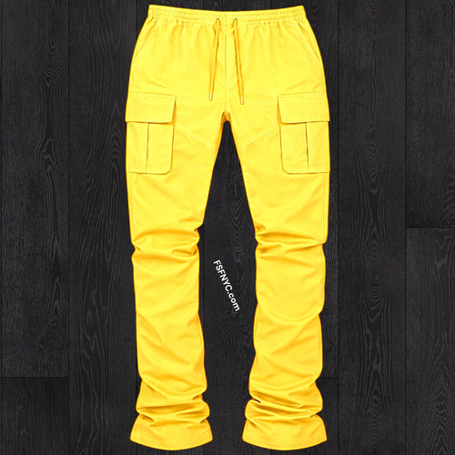 R - Stacked Flare Nylon Cargo -  Yellow - 422