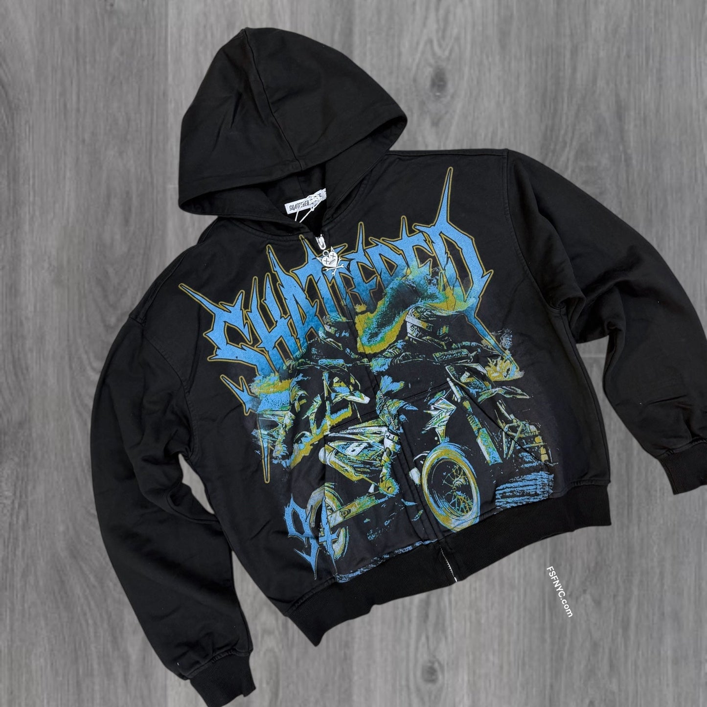 Shattered-  Sports cub  Zip Hoodie - Black