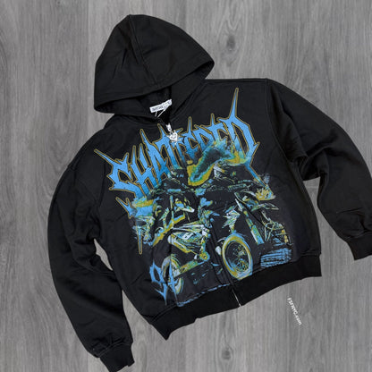 Shattered-  Sports cub  Zip Hoodie - Black