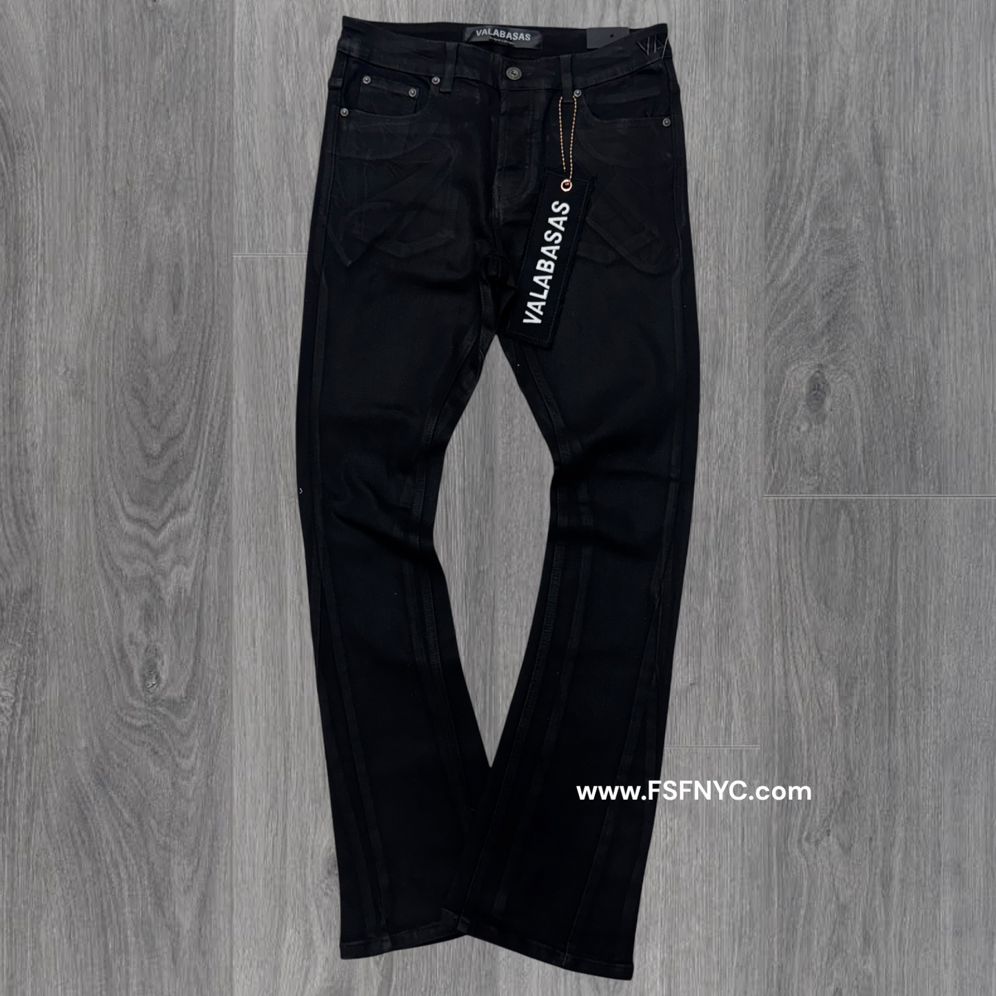Valabasas - Mr Stacked Black Waxed Denim - 1005