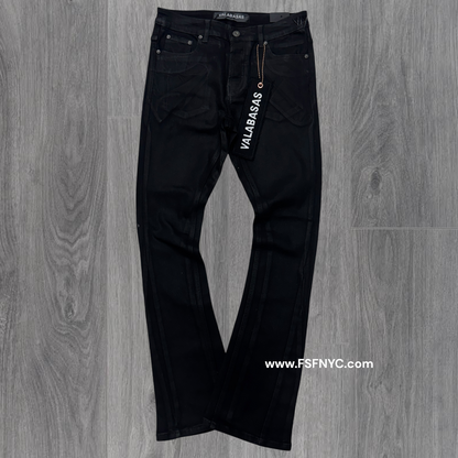 Valabasas - Mr Stacked Black Waxed Denim - 1005