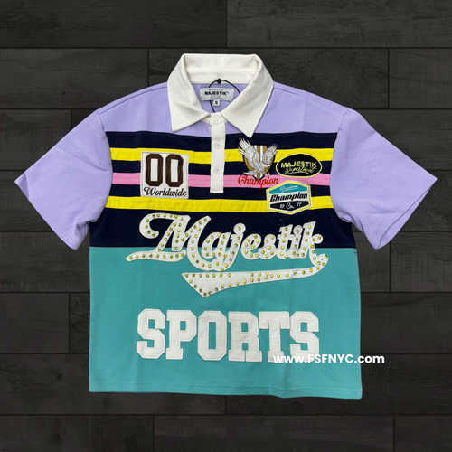 MJSTK - Pique Rhinestones Polo - Blue - 26104