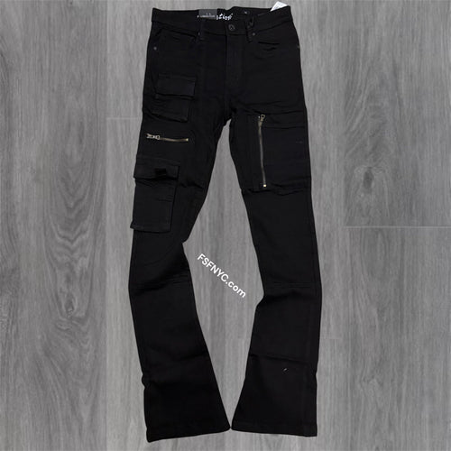 L - Stacked utility Pants - Jet Black -  7095 ( size 30 only)
