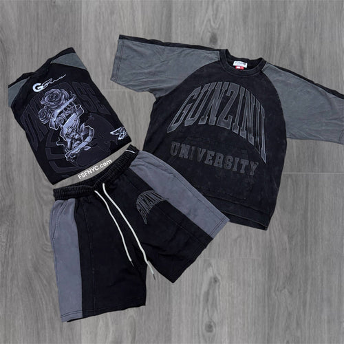 Gunzini - university short Set - Black -  1003