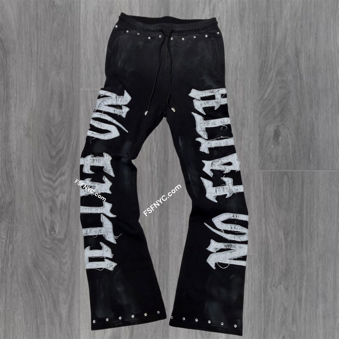 RP - No Faith Flare Stacked Pants  - Black - 6085