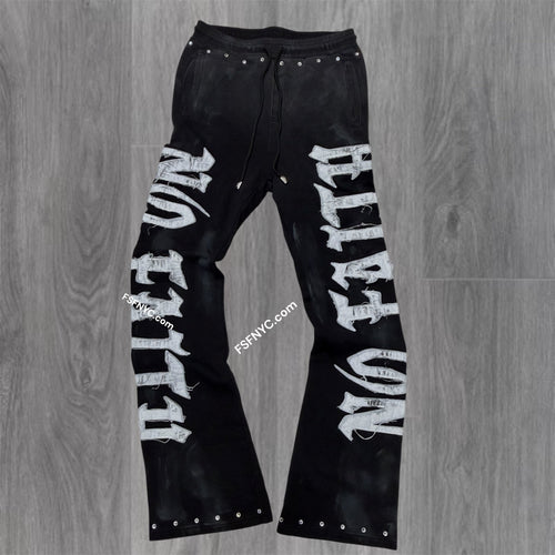 RP - No Faith Flare Stacked Pants  - Black - 6085