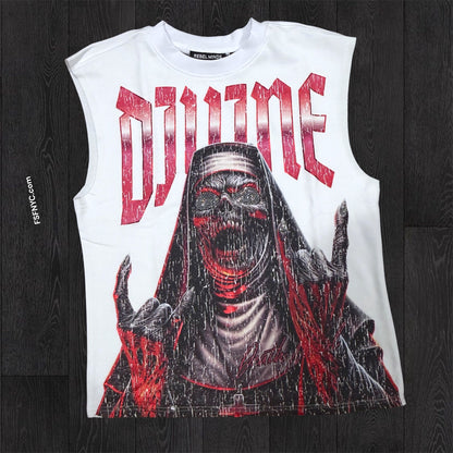 Divine Sleeveless Tee - White - 11022