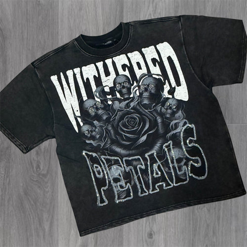 Withered Petals T-shirt  - Black - 11132