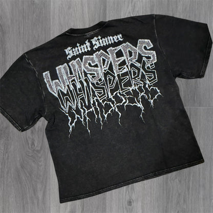 Whispers Rhinestone T-shirt - Black - 11129