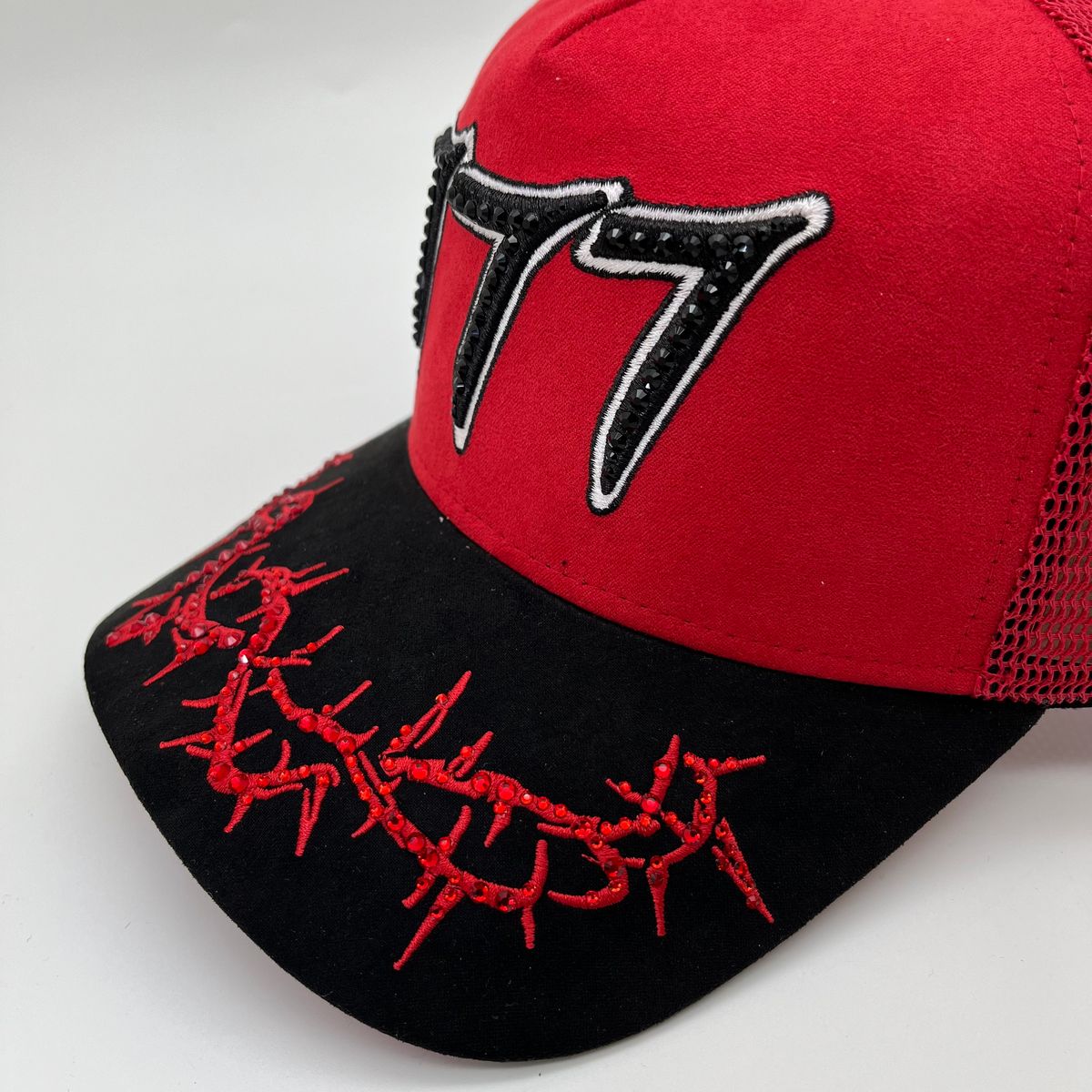 Hudson - “Chains”  777 Trucker hat - RED/Black V2
