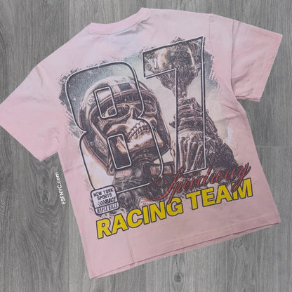 Space - Skull Racing T-shirt - Pink - TS07