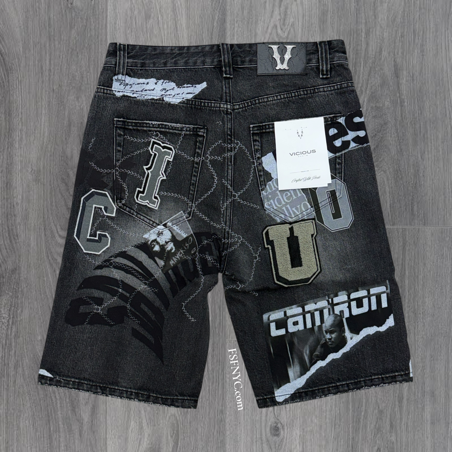 Vicious - History Denim shorts- v.Black  -vc1213