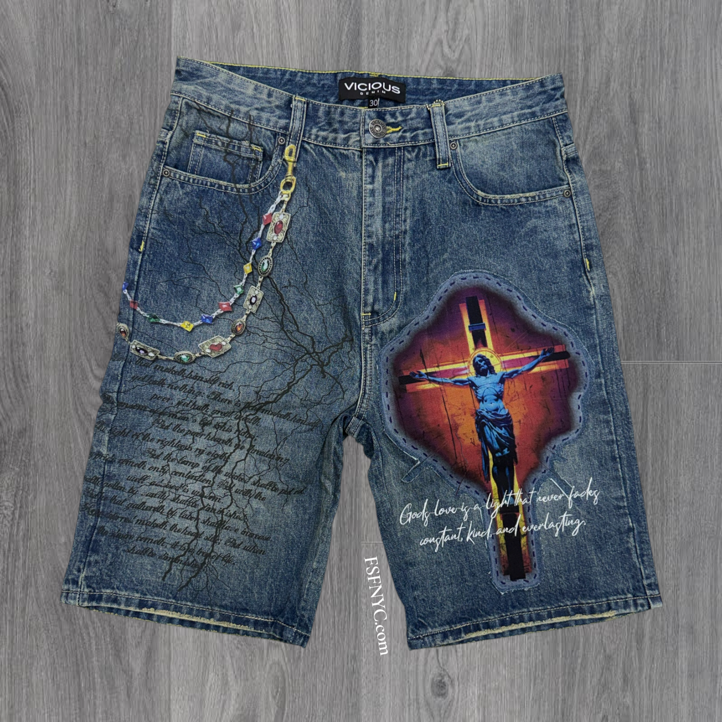 Vicious - Graphic Denim shorts- Dark  tnt -vc1210