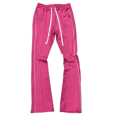 Rebel - Track Stacked Flare Pants  - Pink - 470