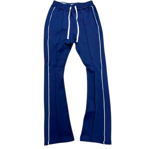 Rebel - Track Stacked Flare Pants  - Navy - 470 570