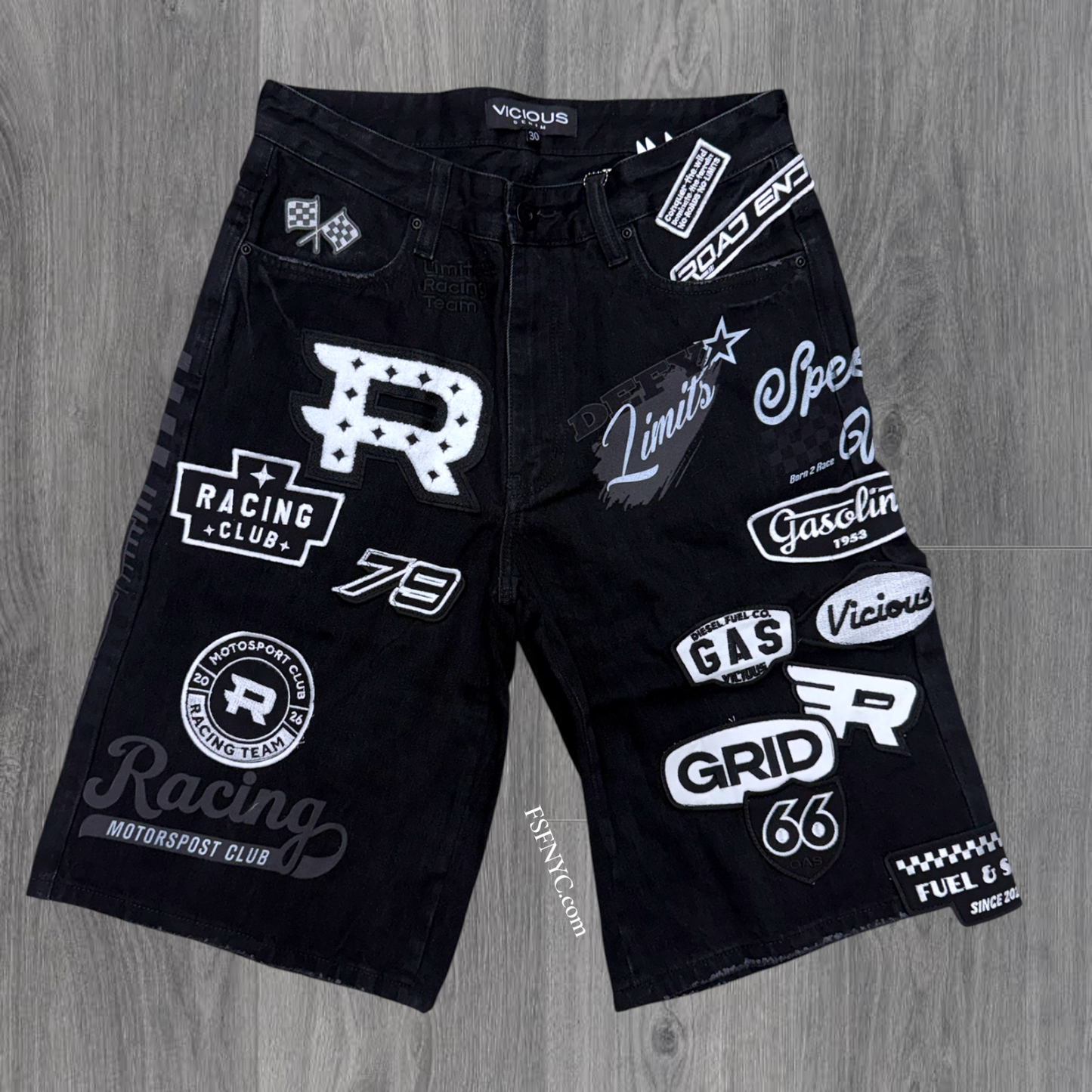 Vicious -  Gas Denim shorts- Black - Vc1204