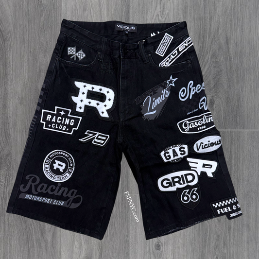 Vicious -  Gas Denim shorts- Black - Vc1204