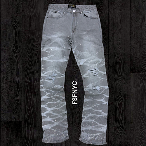 Milano - Stacked Rhinestone Denim - Grey 118