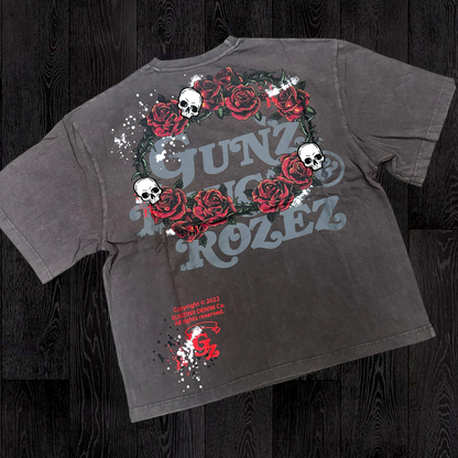 Gunzinii - Rock Rhinestone T-shirt - Charcoal - 1074