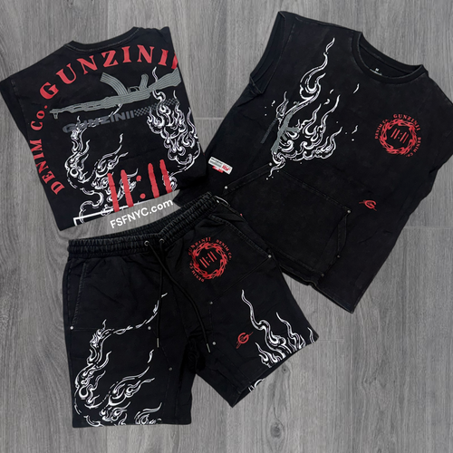 Gunzini - SET - Sleeveless Gunz  short set  - Black -  1032 1031