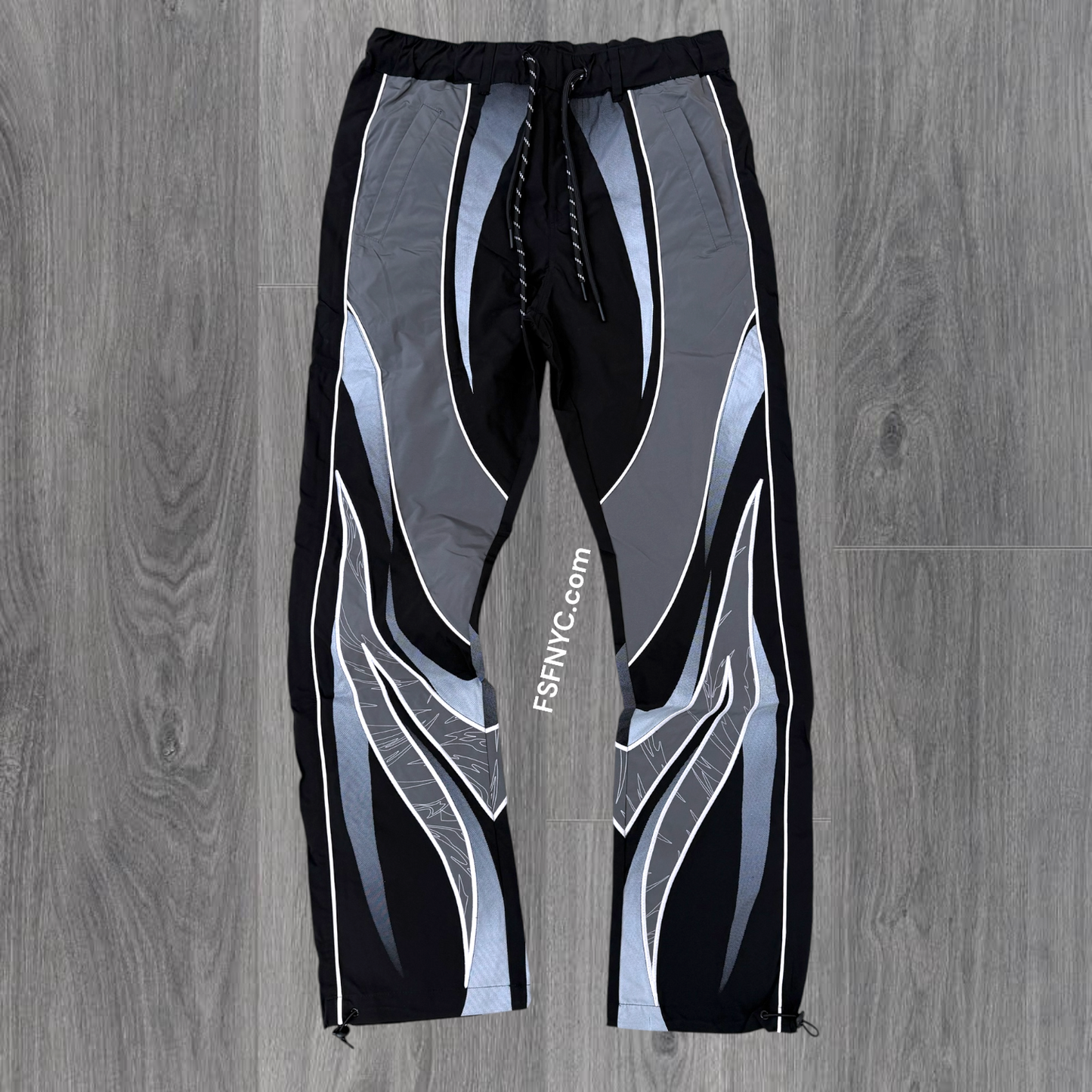 Rise - Color Block Windbreaker Pants - cast.Black  - F586