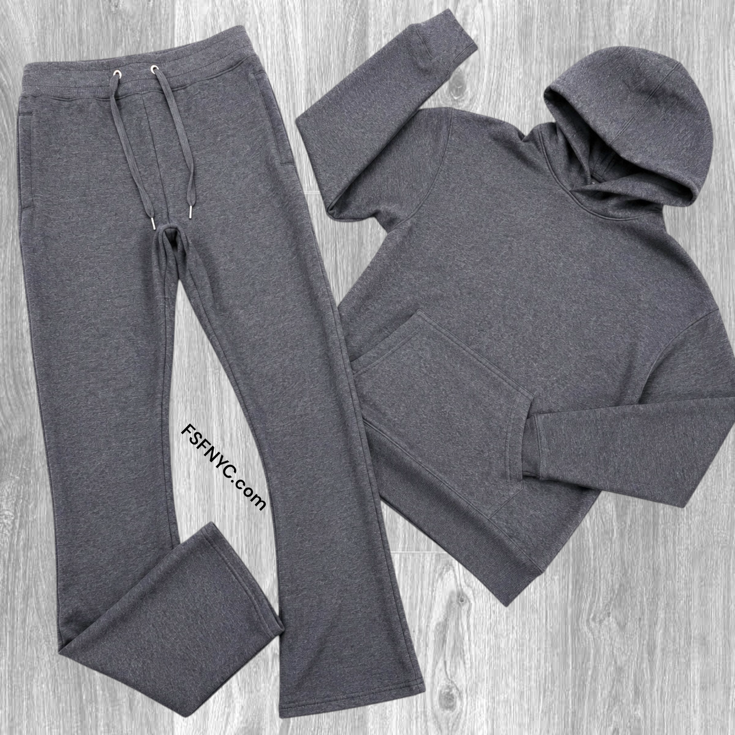 Narr - Stacked Flare Sweat Suit - New Charcoal Grey - 1081