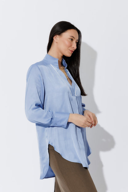 Cornflower Piped Front Blogger Shirt